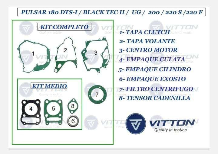 KIT COMPLETO - KIT Medio Pulsar 180 DTS-1/BLACK Tec/ii/ug/ Felb/exosto REF