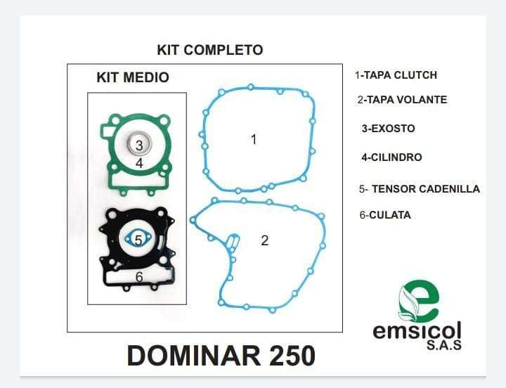 KIT COMPLETO - KIT Medio Dominar 250 Exosto Reforzado